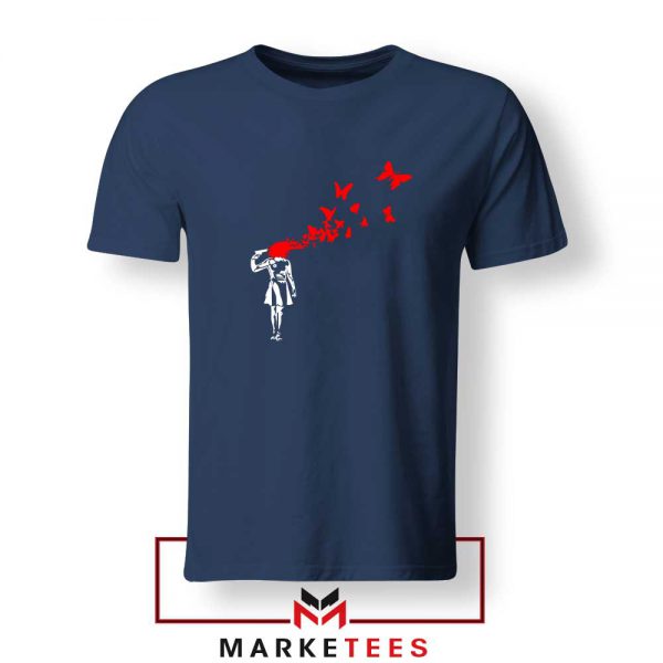 Suicide Girl Red Butterfly Navy T-Shirts