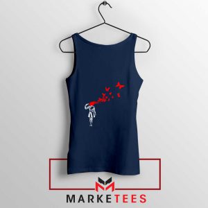 Suicide Girl Red Butterfly Navy Blue Tank Top