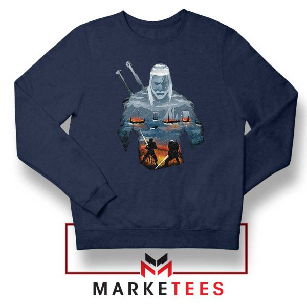 Geralt of Rivia and Eredin Navy Sweatshirt