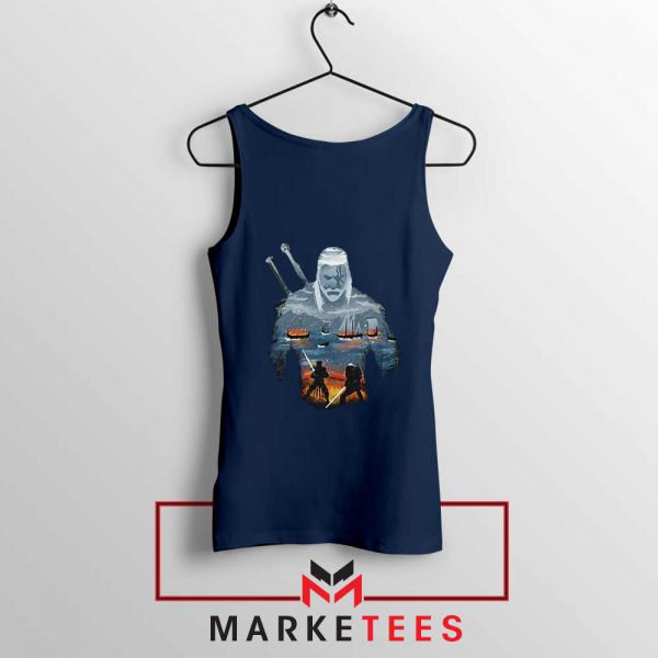 Geralt of Rivia and Eredin Navy Tank Top