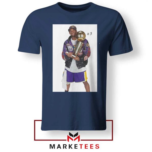 Kobe Bryant 5 Trophies Navy Tee Shirt