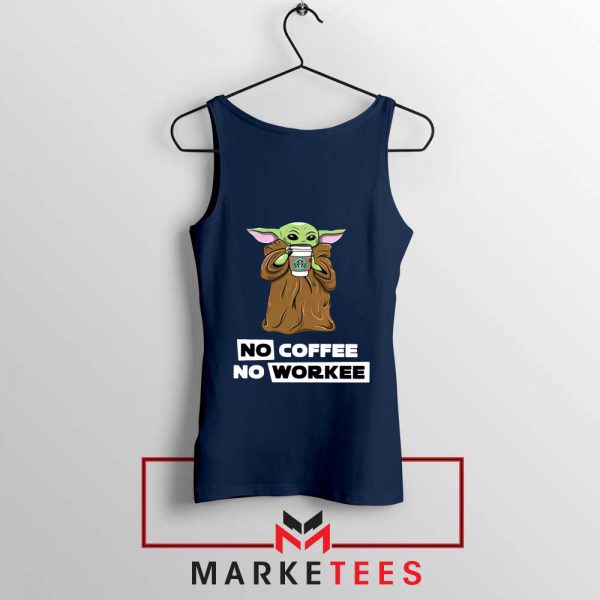 The Child No Coffee No Workee Navy Blue Tank Top