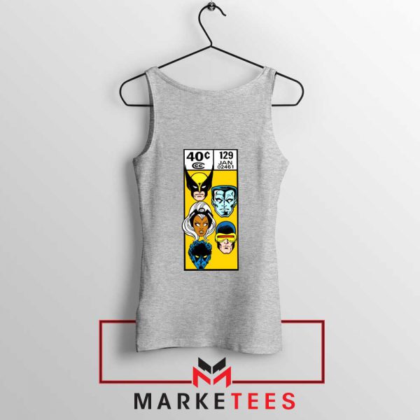 X Men Face Corner Box Grey Tank Top