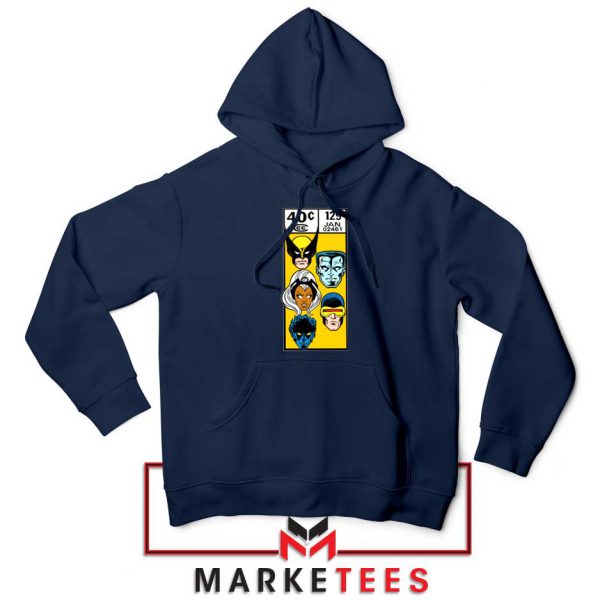 X Men Face Corner Box Navy Hoodie