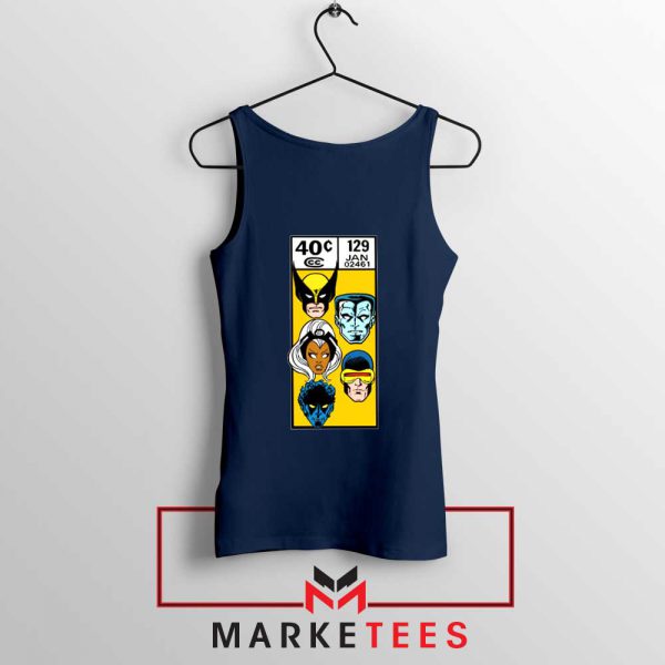 X Men Face Corner Box Navy Tank Top