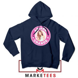 Ariana Grande Pink Starbucks Navy Blue Hoodie