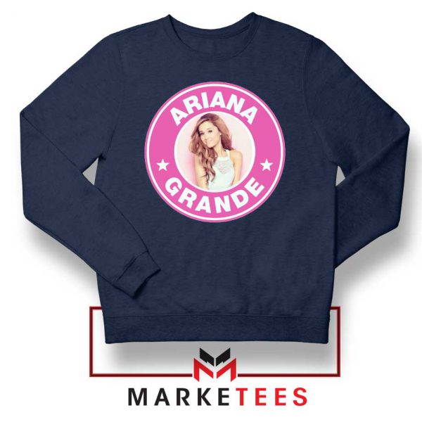 Ariana Grande Pink Starbucks Navy Blue Sweatshirt