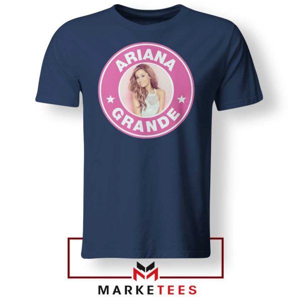 Ariana Grande Pink Starbucks Navy Blue Tee Shirt