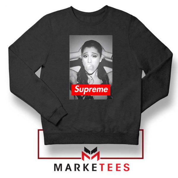 Ariana Grande Supreme Parody Black Sweatshirt