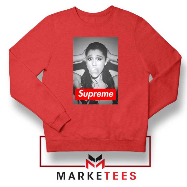 Ariana Grande Supreme Parody Red Sweatshirt