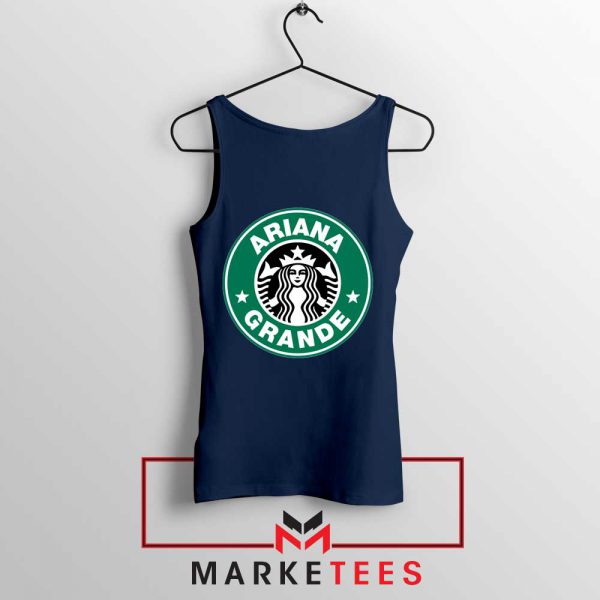 Ariana Starbucks Parody Navy Blue Tank Top