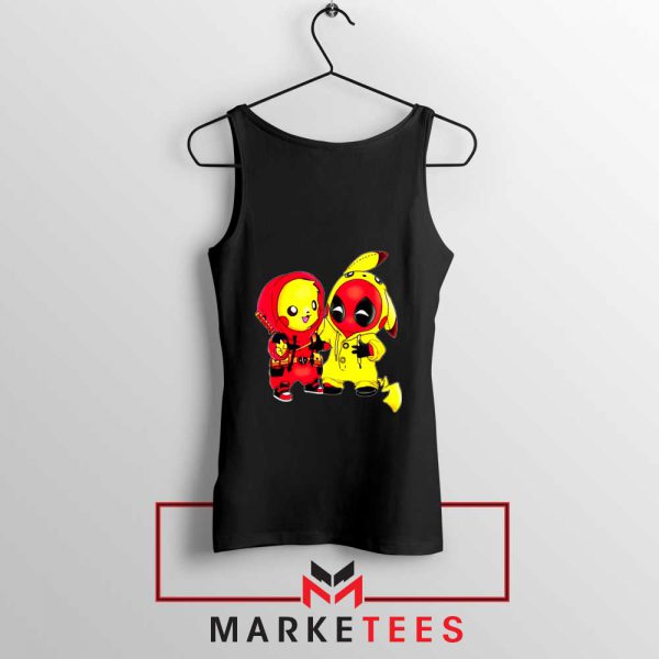 Baby Pikachu And Deadpool Black Tank Top