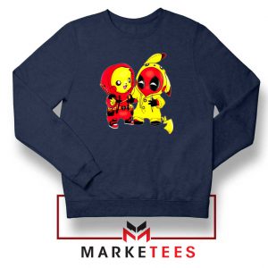 Baby Pikachu And Deadpool Navy Blue Sweater