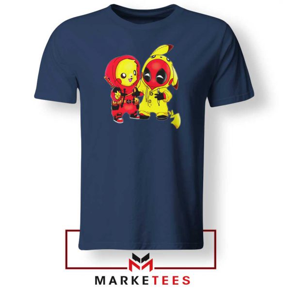 Baby Pikachu And Deadpool Navy Blue Tee Shirt