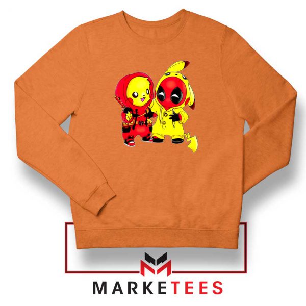 Baby Pikachu And Deadpool Orange Sweater