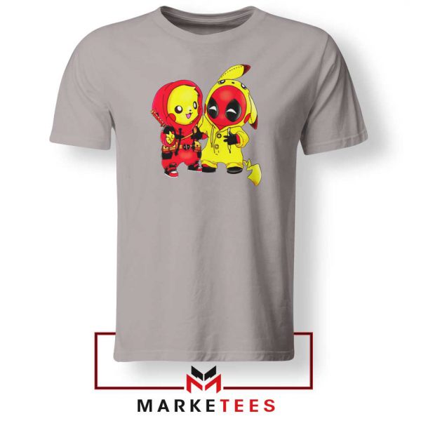 Baby Pikachu And Deadpool Sport Grey Tee Shirt