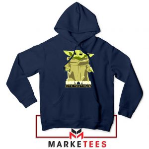 Baby Yoda Size Matters Not Navy Blue Hoodie