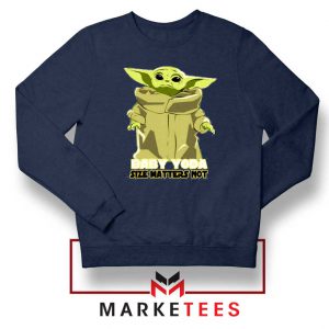 Baby Yoda Size Matters Not Navy Blue Sweater