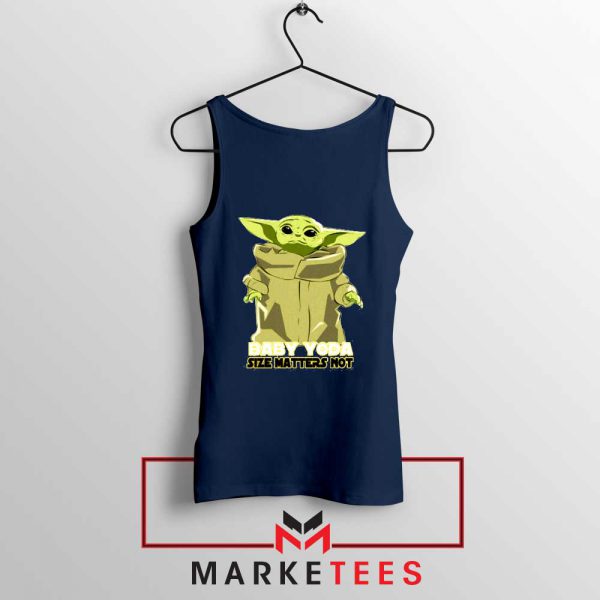 Baby Yoda Size Matters Not Navy Blue Tank Top