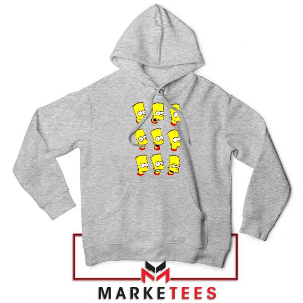 Bart Simpson Face Grey Hoodie