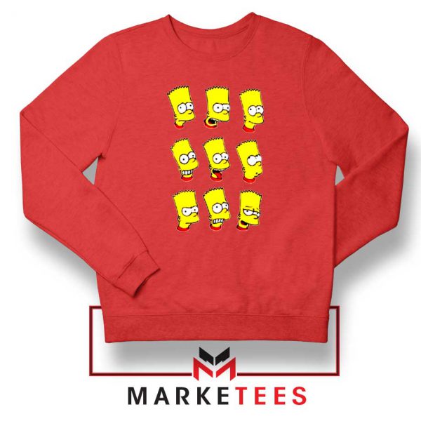 Bart Simpson Face Red Sweatshirt