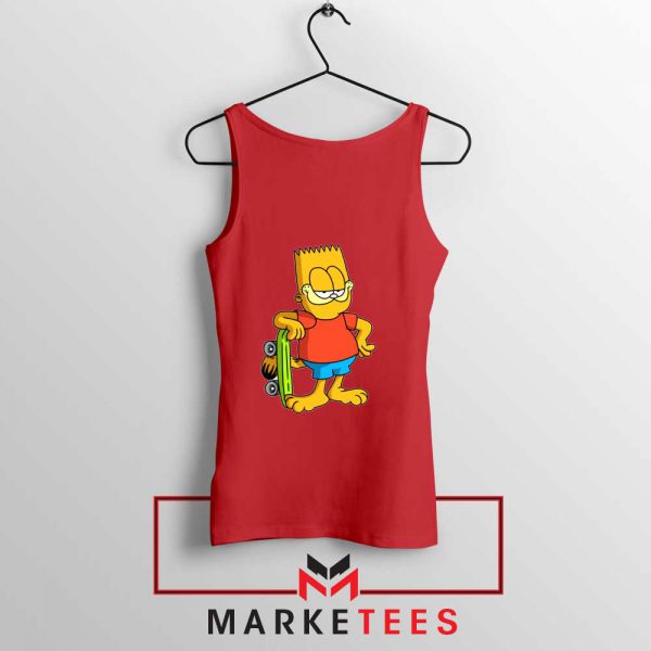 Bart Simpson Garfield Red Tank Top