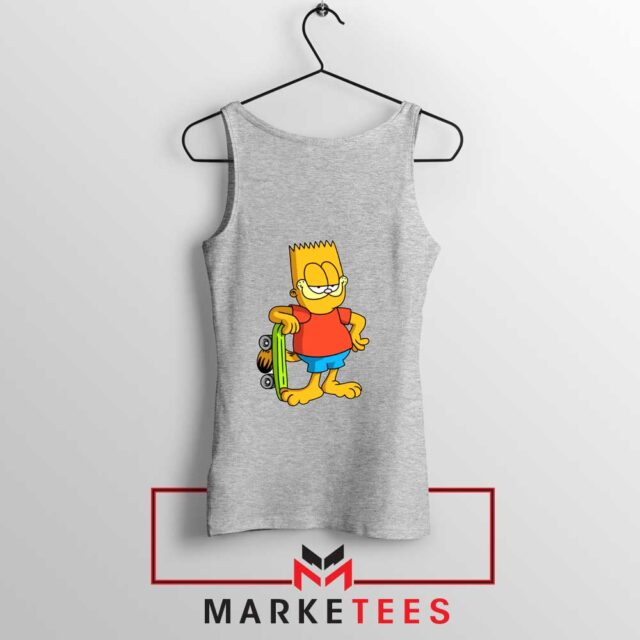 Bart Simpson Garfield Tank Top Funny Comic Strip Tops S-3XL