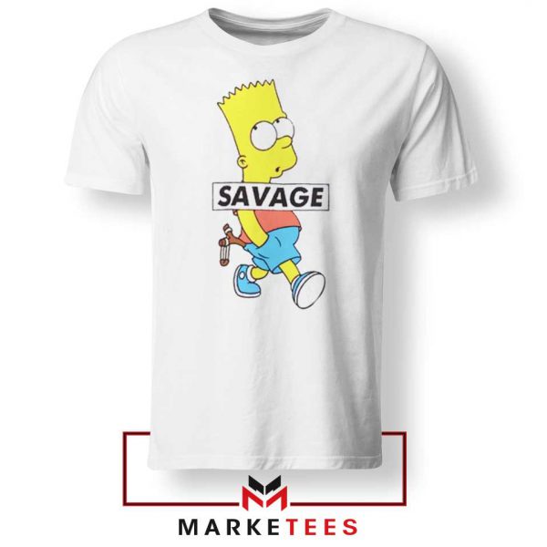 Bart Simpson Savage White Tee Shirt