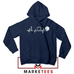 Basketball Heartbeat Graphic Navy Blue Hoodie