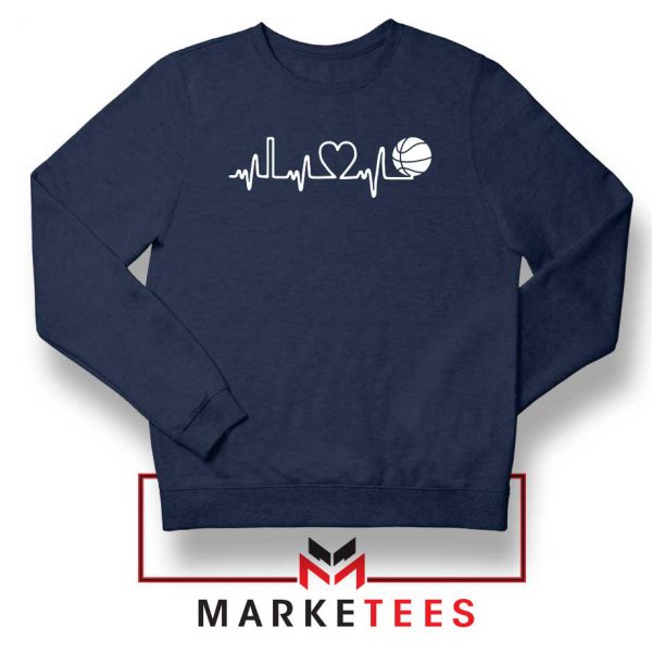 Basketball Heartbeat Graphic Navy Blue Sweatshirt