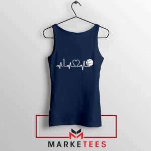 Basketball Heartbeat Graphic Navy Blue Tank Top