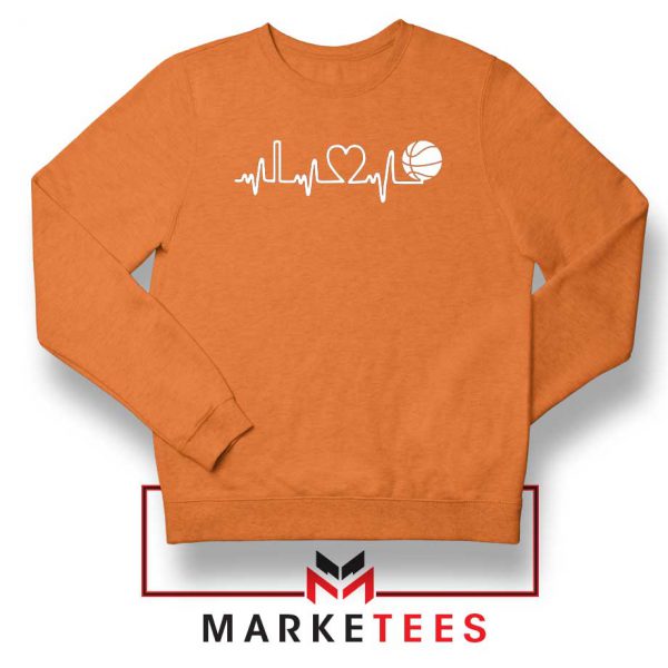 Basketball Heartbeat Graphic Orange Sweatshirt