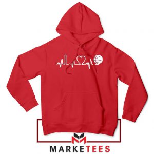 Basketball Heartbeat Graphic Red Hoodie