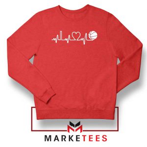 Basketball Heartbeat Graphic Red Sweatshirt