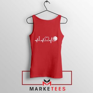 Basketball Heartbeat Graphic Red Tank Top