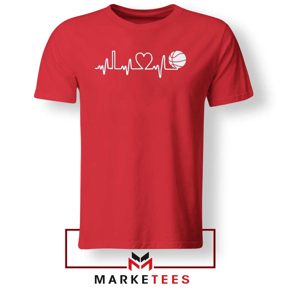 Basketball Heartbeat Graphic Tee Shirt I Love Basketball Tshirts - Apparel