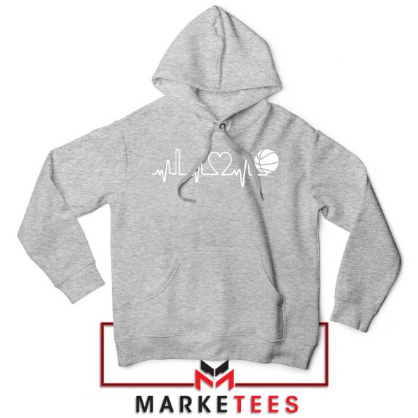 Basketball Heartbeat Graphic Sport Grey Hoodie