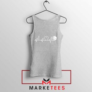 Basketball Heartbeat Graphic Sport Grey Tank Top