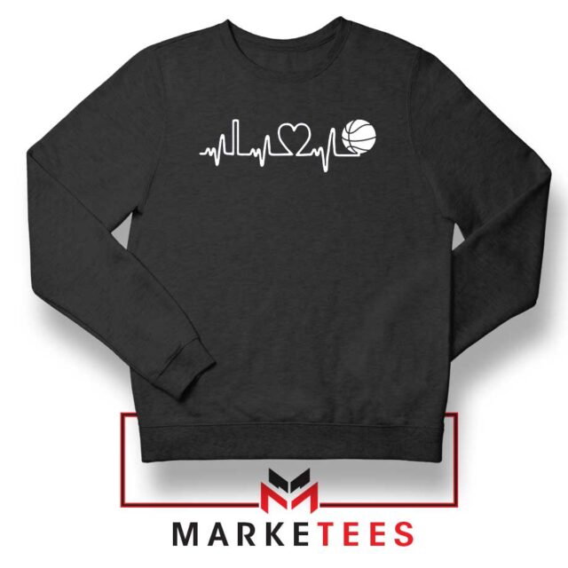 Basketball Heartbeat Graphic Sweatshirt I Love Basketball Sweaters