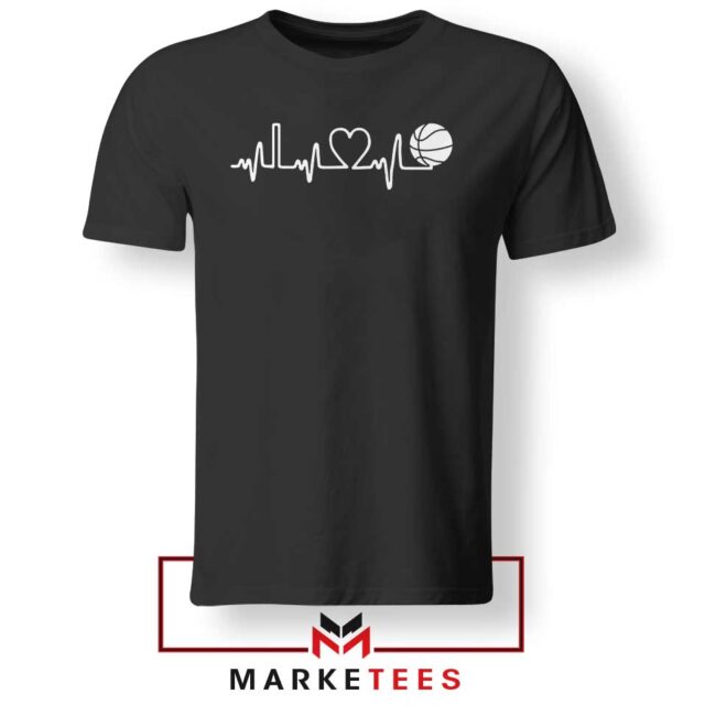 Basketball Heartbeat Graphic Tee Shirt I Love Basketball Tshirts
