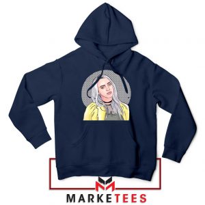 Billie Eilish Art Design Navy Blue Hoodie