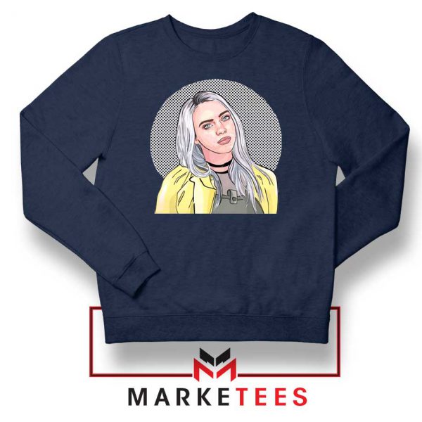 Billie Eilish Art Design Navy Blue Sweatshirt