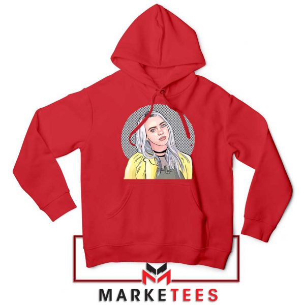 Billie Eilish Art Design Red Hoodie