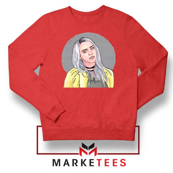 Billie Eilish Art Design Red Sweatshirt