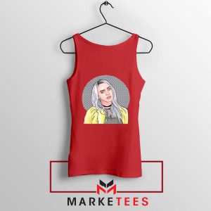 Billie Eilish Art Design Red Tank Top