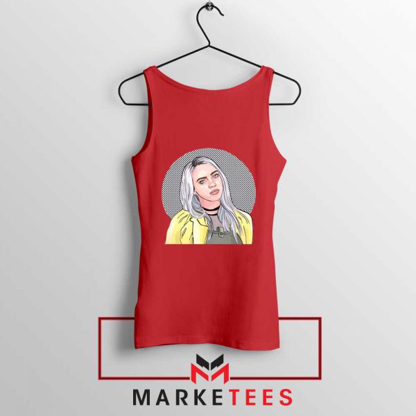 Billie Eilish Art Design Red Tank Top