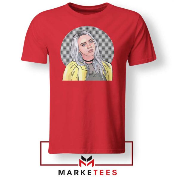 Billie Eilish Art Design Red Tee Shirt