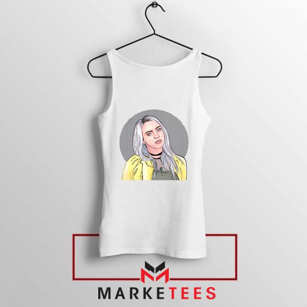 Billie Eilish Art Design White Tank Top