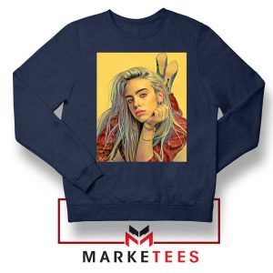 Billie Eilish Artist Music Navy Blue Sweater