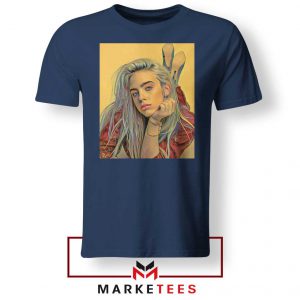 Billie Eilish Artist Music Navy Blue Tee Shirt